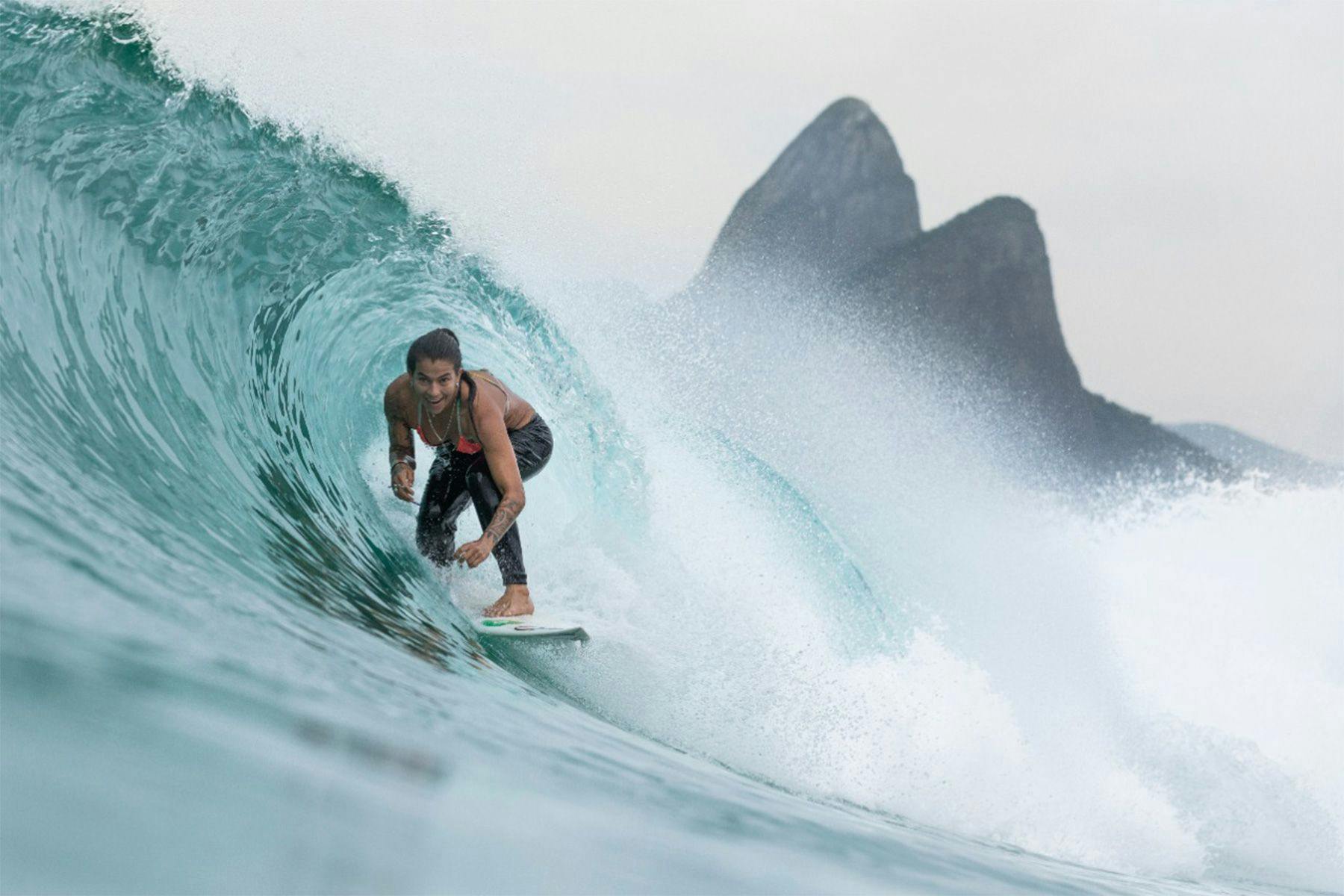 surfer in the barrel at ipanema, brazil, by ana catarina
