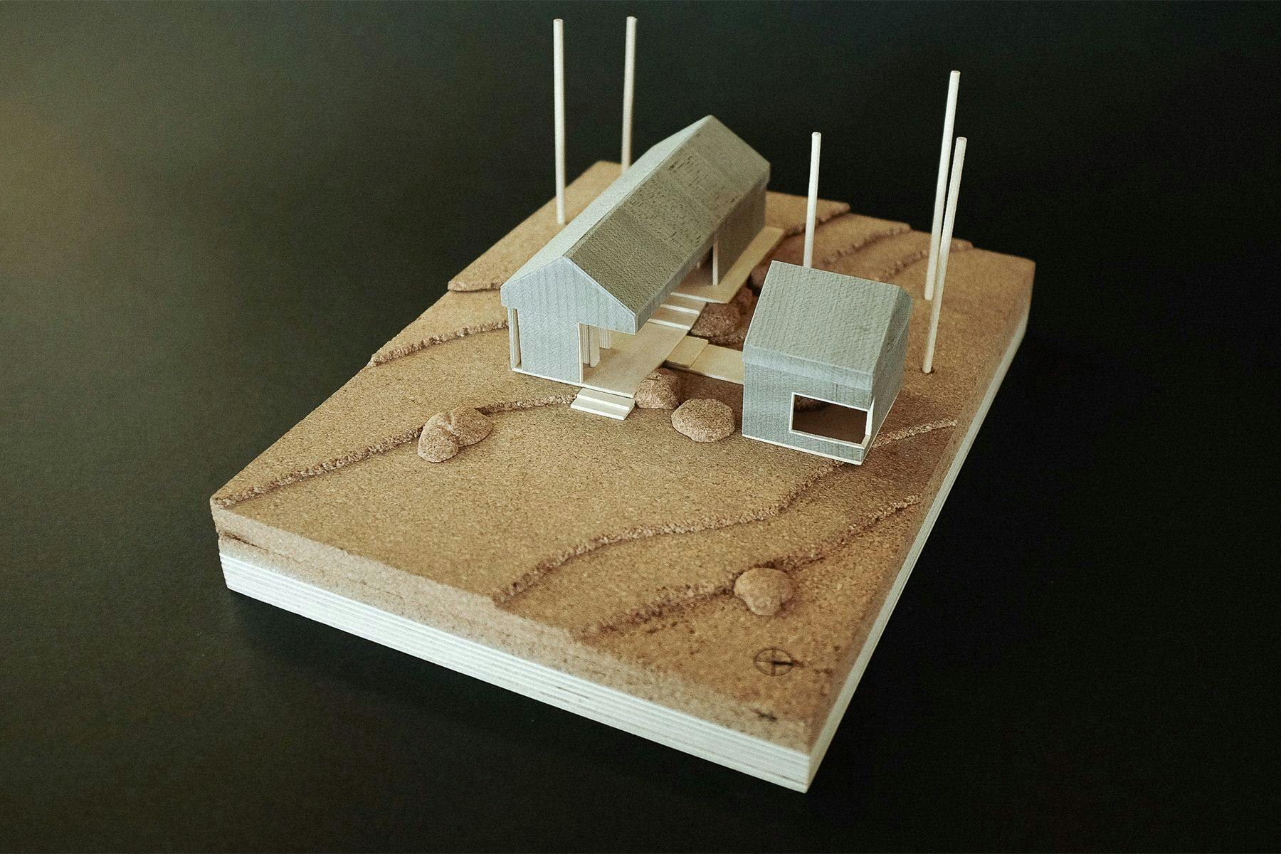 scale model of john fache's surf ranch hydrotherapy building