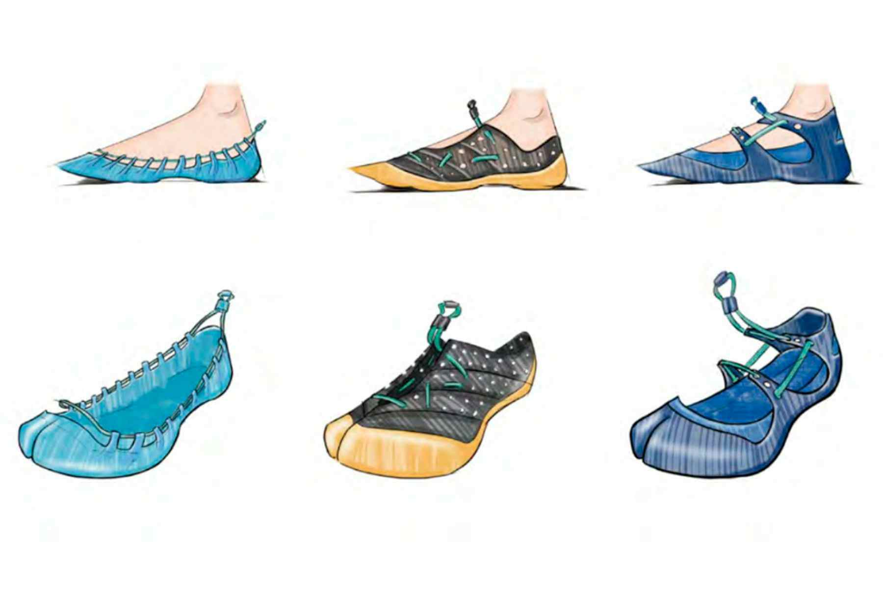 initial designs for a performance surf shoe