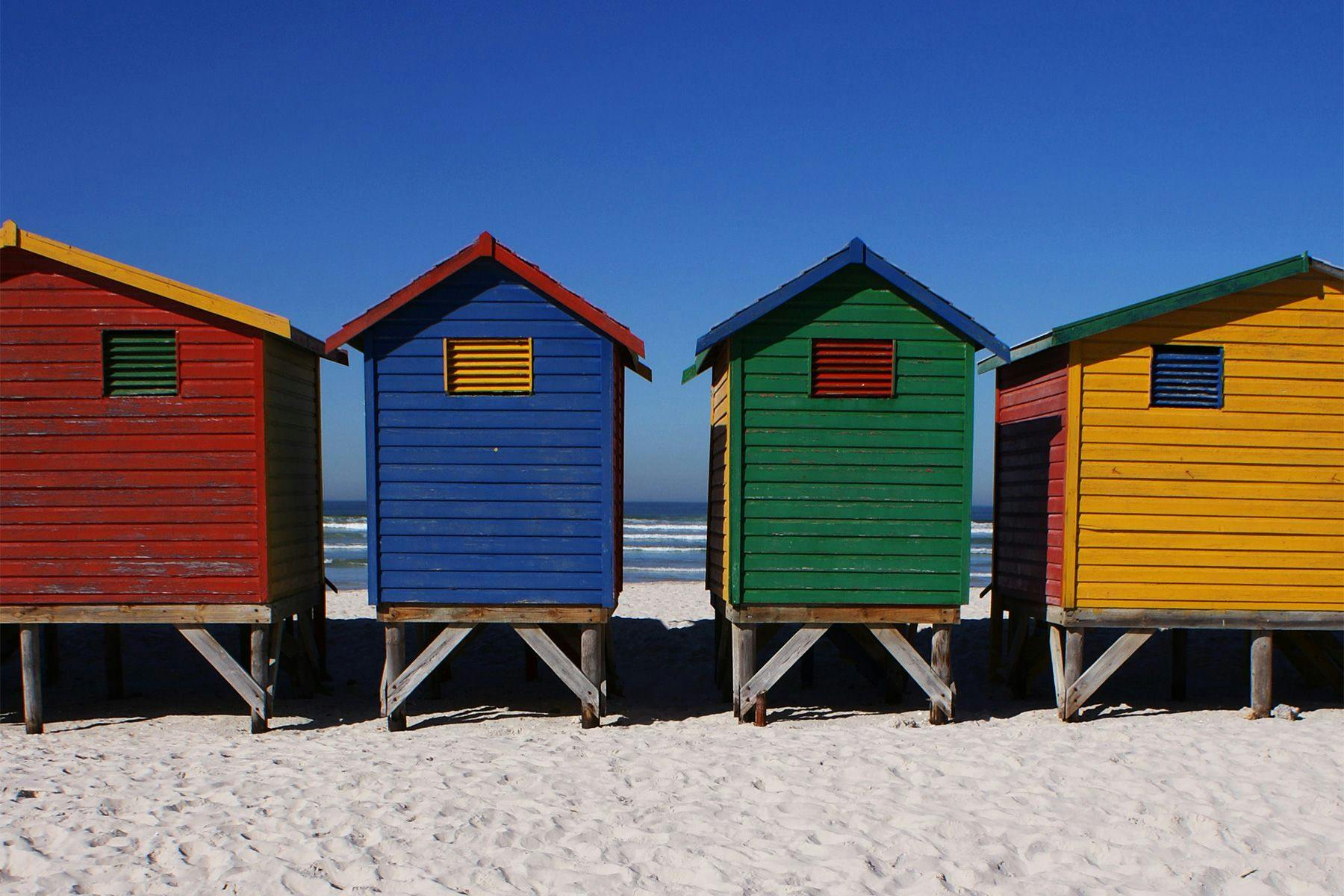 colourful beach huts at muizenburg, south africa