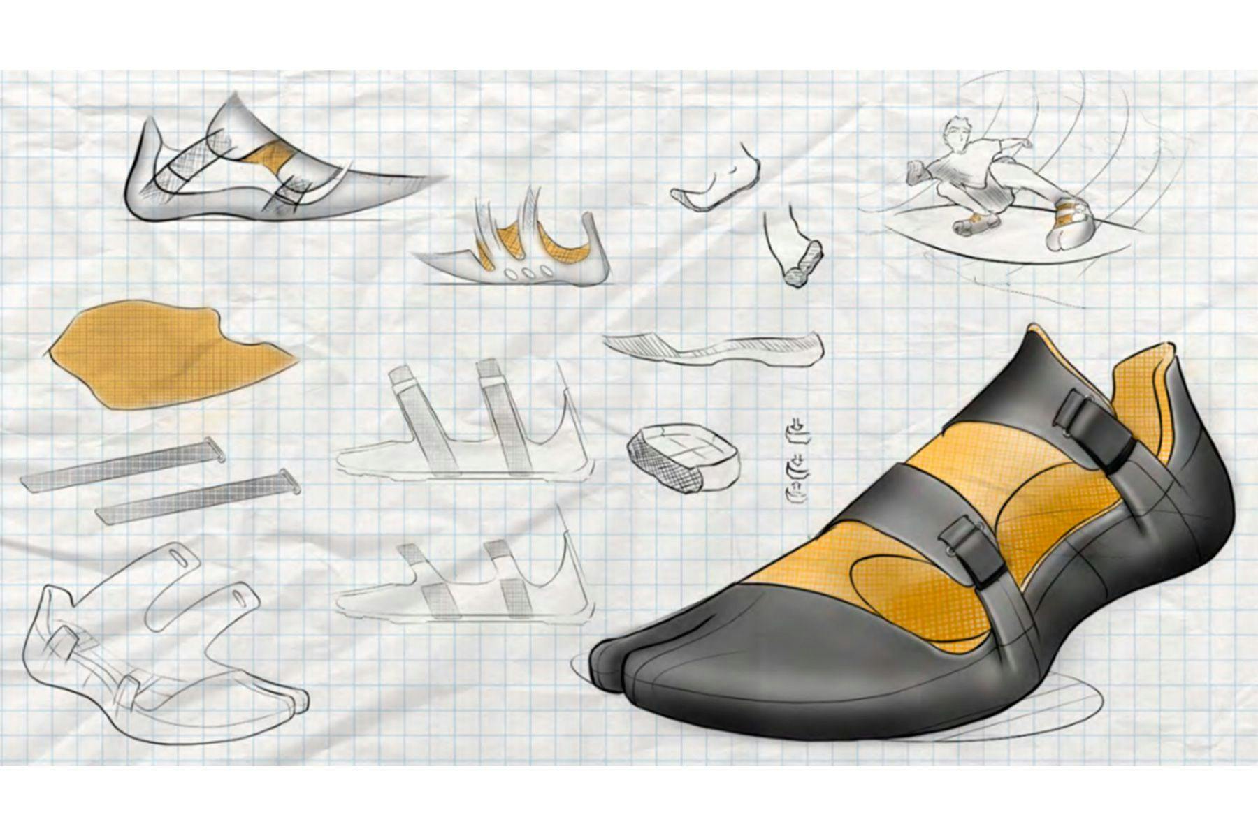 final sketches for the design of a surf shoe