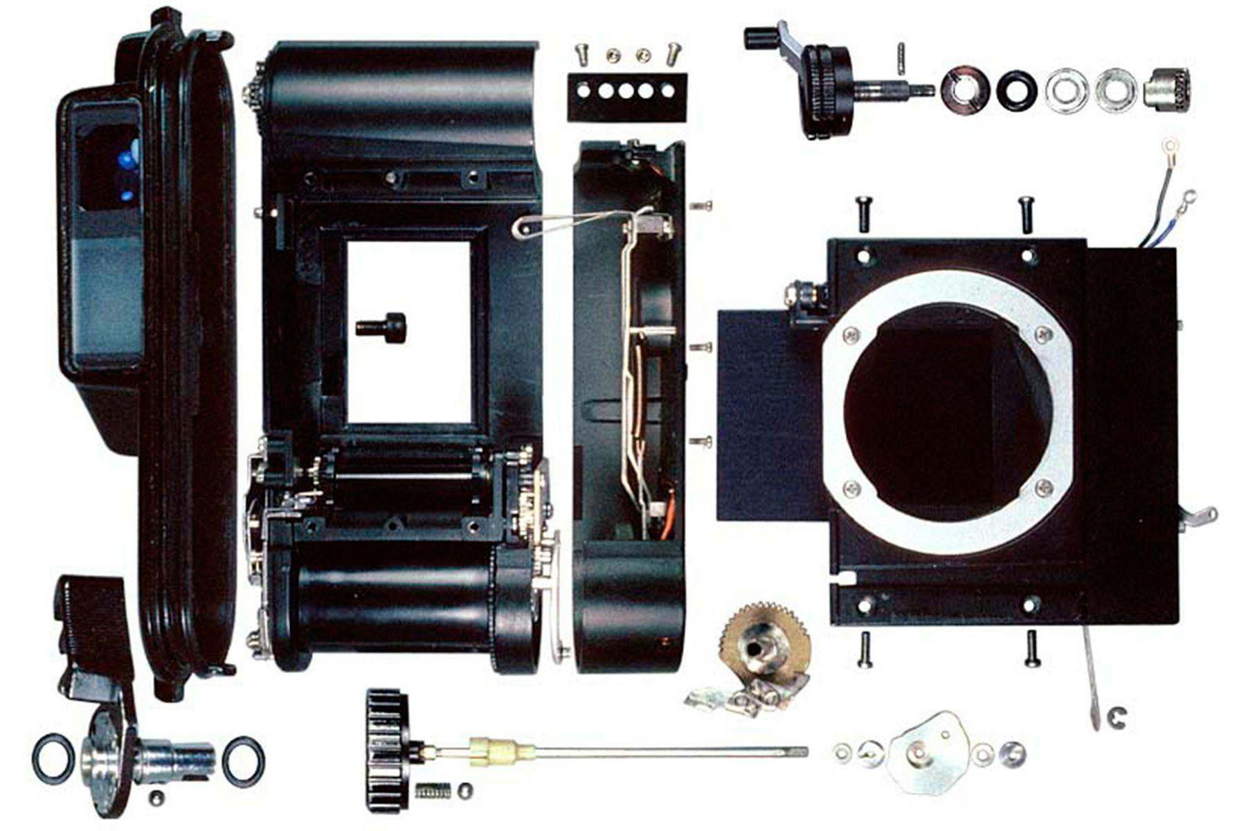 exploded view of a nikonos waterproof camera