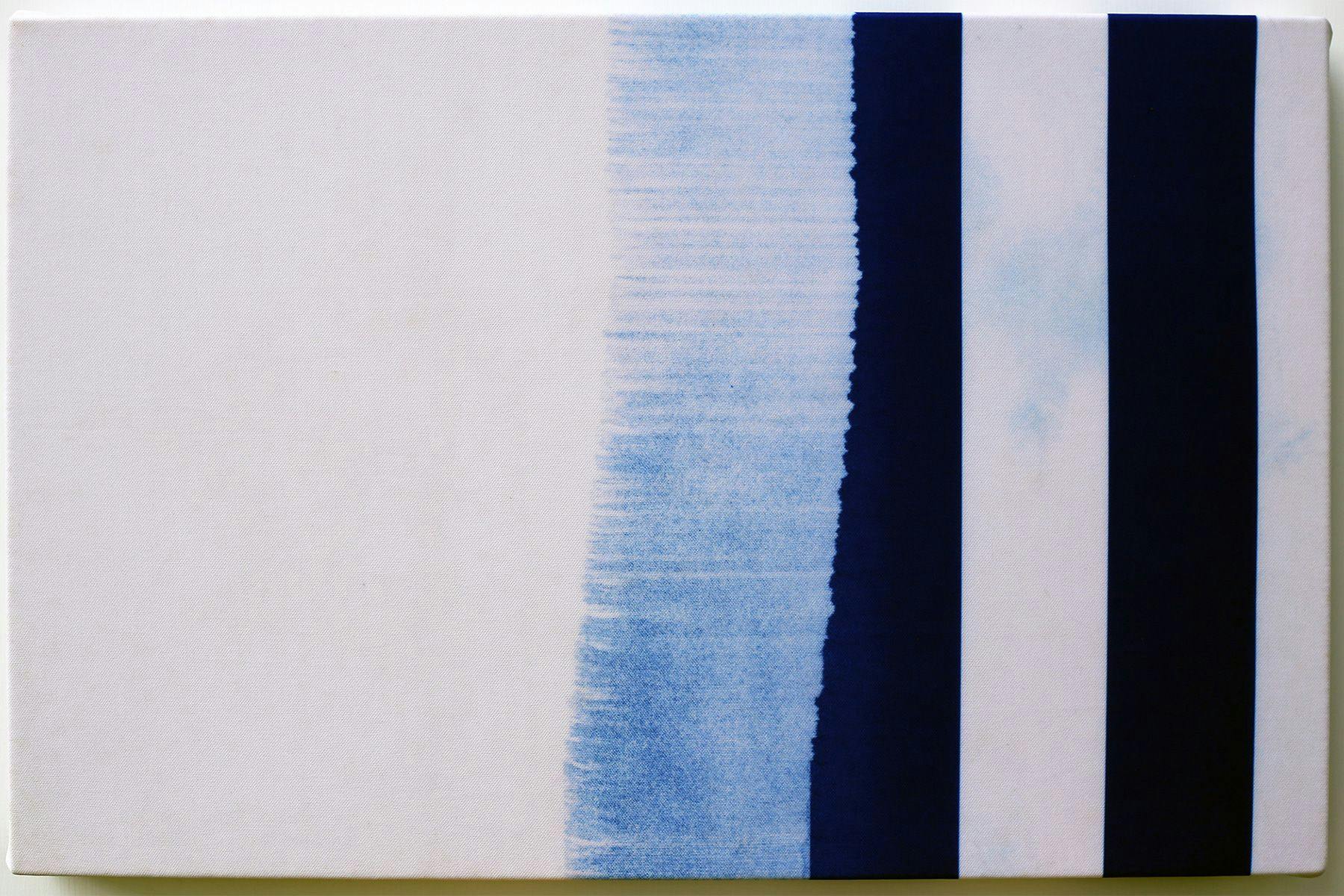 ‘Blue Stripes’ 2002 Found football strip fabric 32 x 52 cm