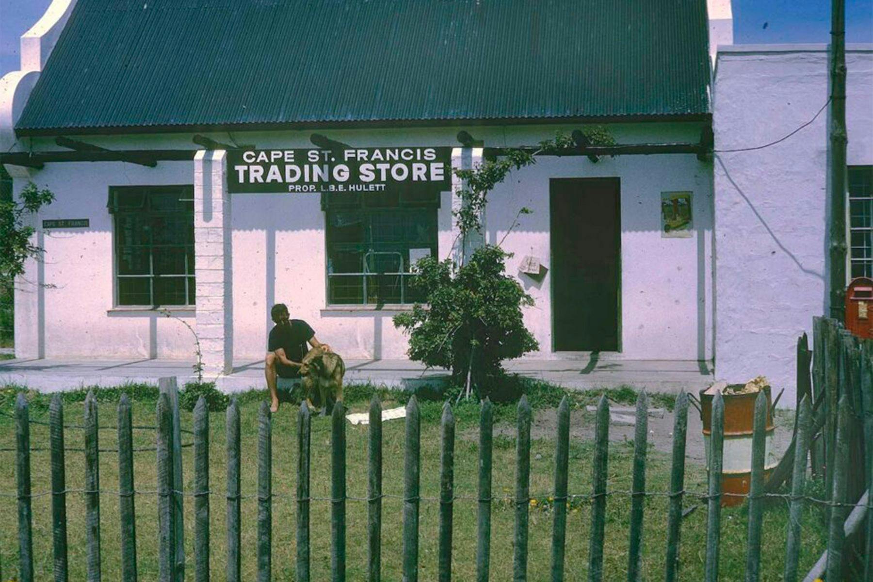 dick metz outside cape st francis trading store, south africa, 1959
