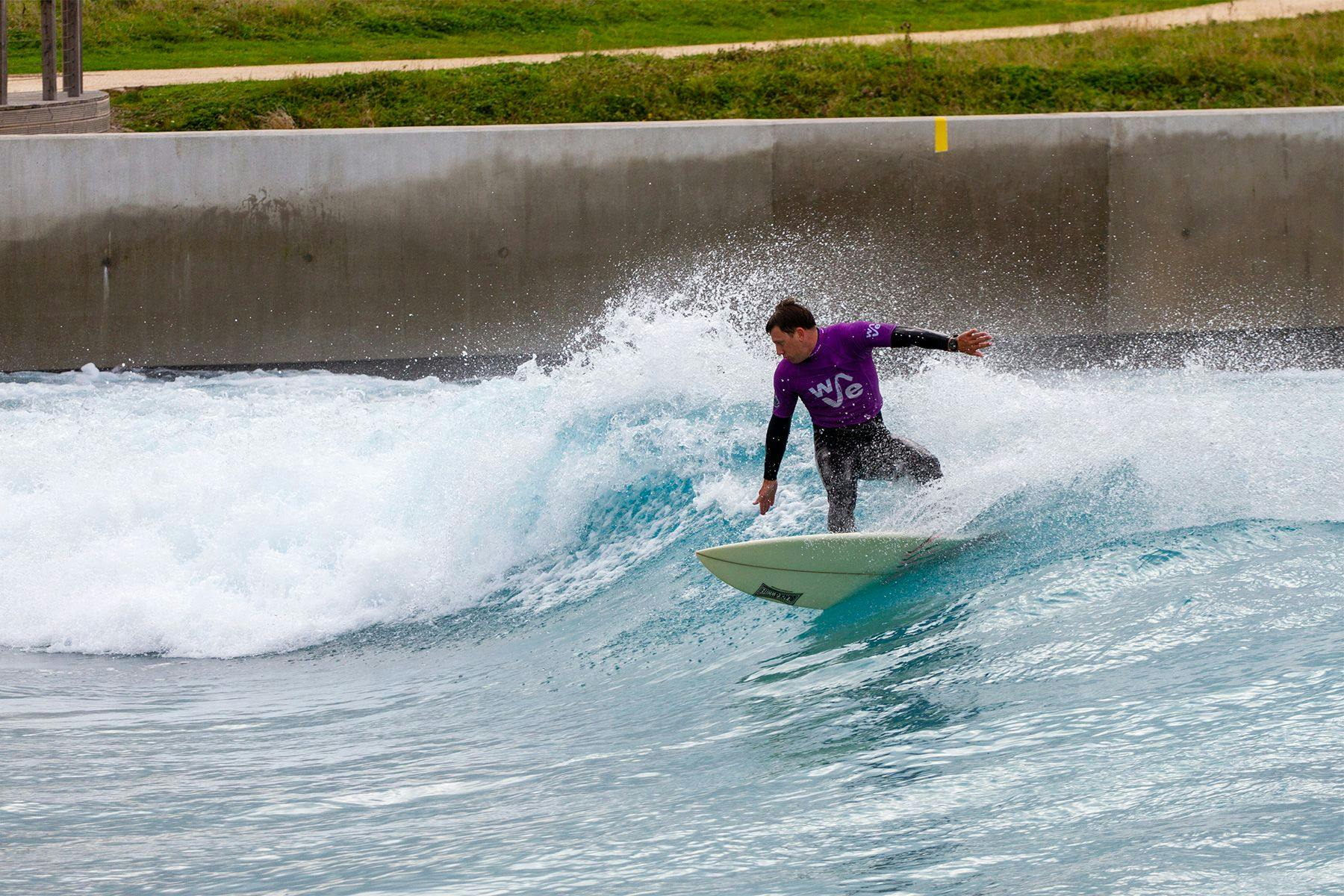 harry knight surfing at the wave inland surf destination in Bristol, UK